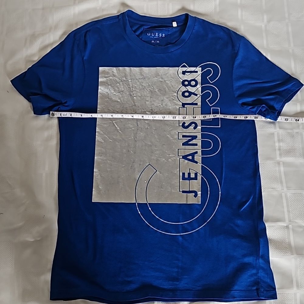 Guess Men's Logo Short Sleeves T-Shirt Medium Royal Blue/ Silver - Picture 10 of 16